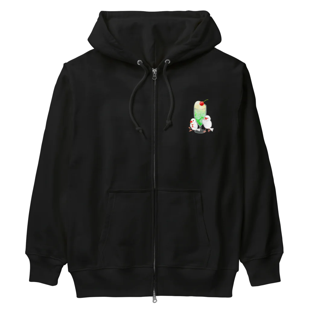 Lily bird（リリーバード）のメロンクリームソーダと文鳥ず Heavyweight Zip Hoodie