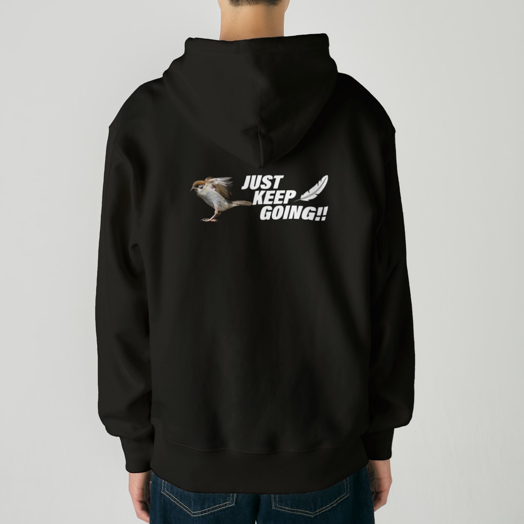 “すずめのおみせ” SUZURI店のJUST KEEP GOING Heavyweight Zip Hoodie