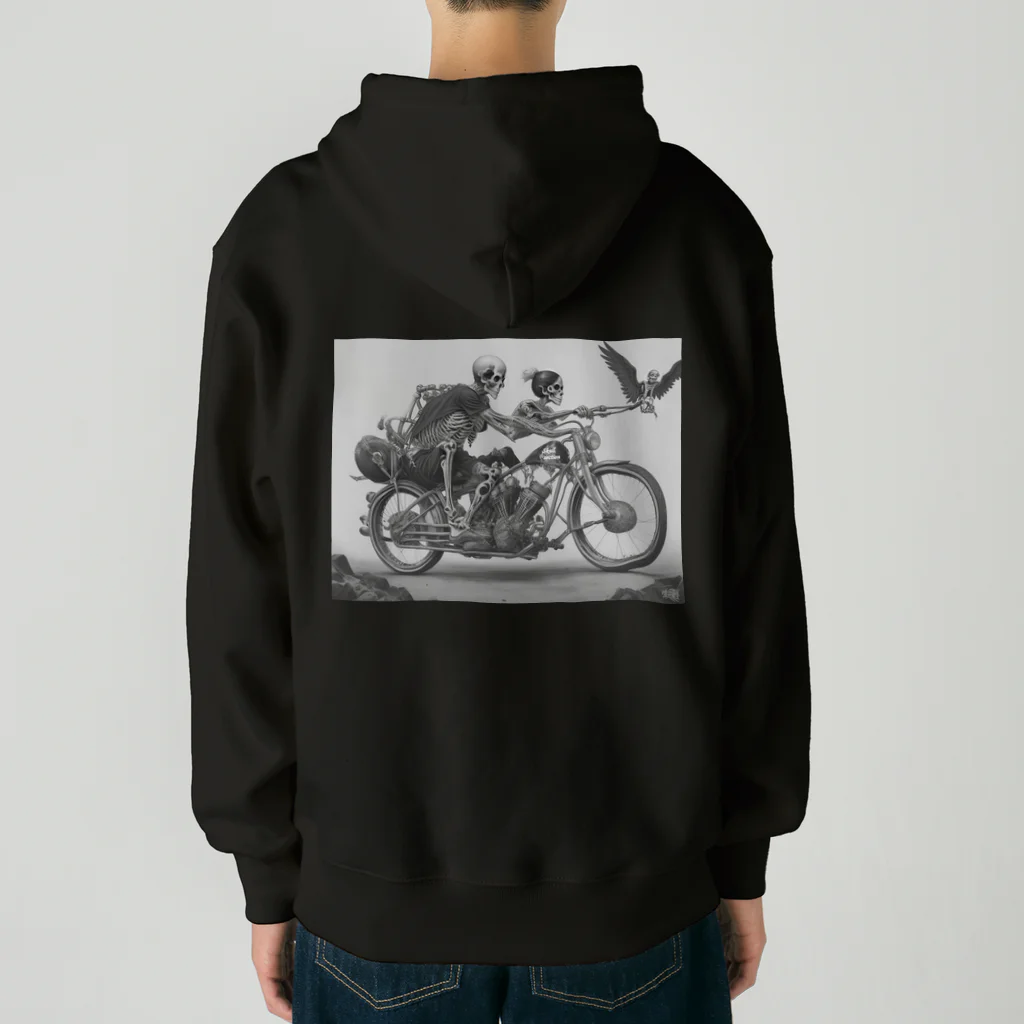 Skull sectionのバイクとドクロ（黒メイン） Heavyweight Zip Hoodie