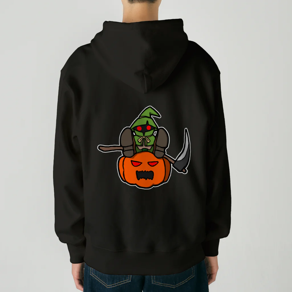 ナチュラルサトシのめへのスケアクロウとジャック・オー・ランタン（バックプリント） Heavyweight Zip Hoodie