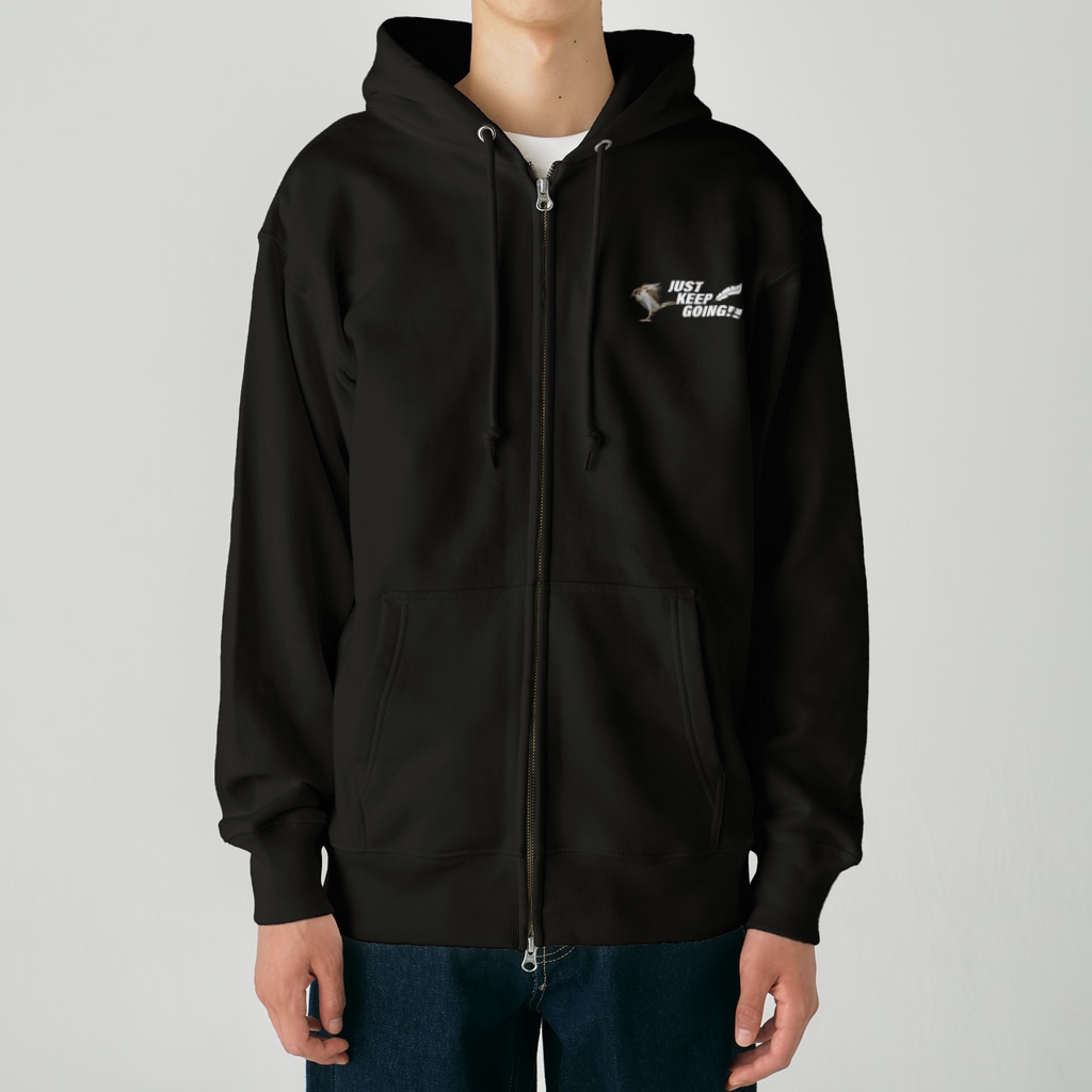 “すずめのおみせ” SUZURI店のJUST KEEP GOING Heavyweight Zip Hoodie