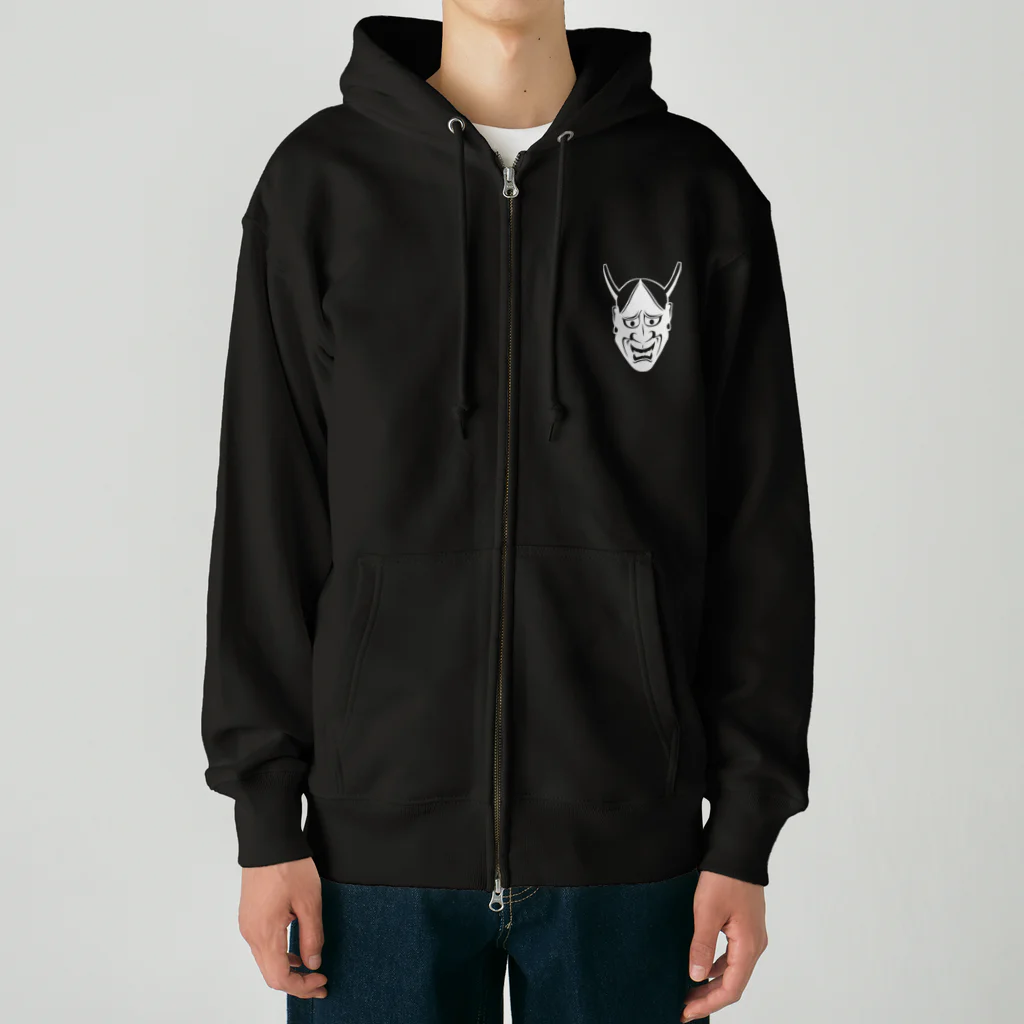 QUQU_WORKSの般若 ホワイト Heavyweight Zip Hoodie