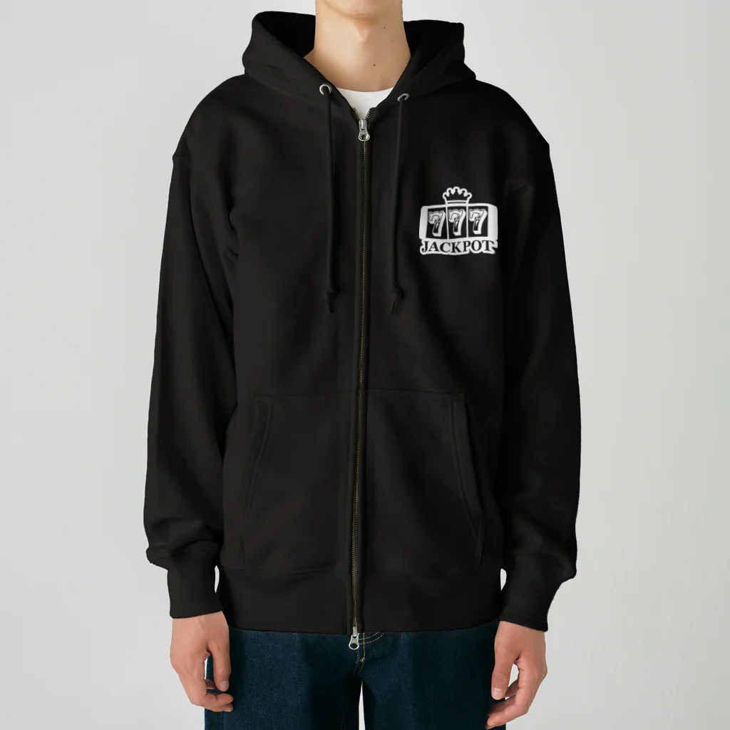 QUQU_WORKSのジャックポット スリーセヴン ホワイト Heavyweight Zip Hoodie