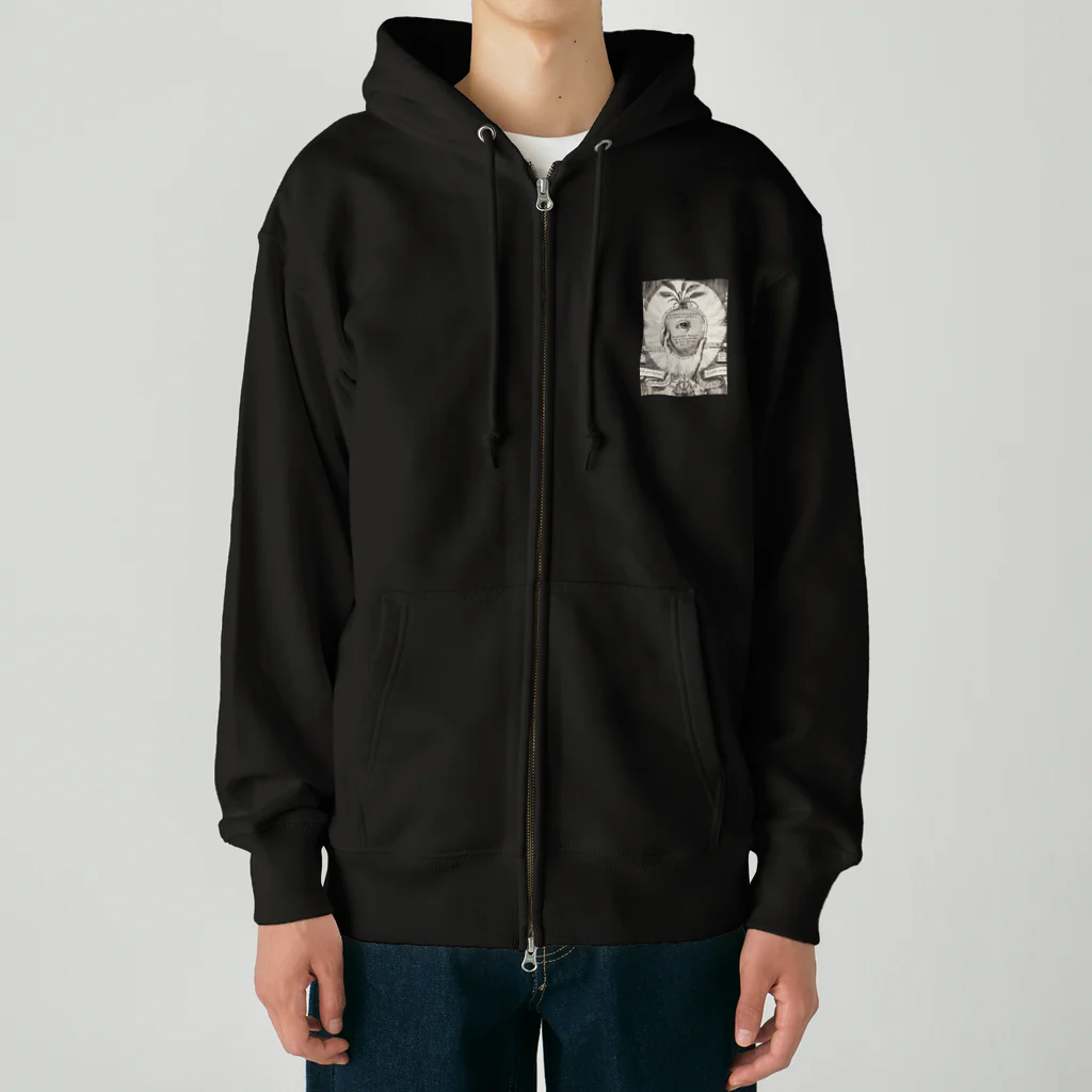 PALA's SHOP　cool、シュール、古風、和風、の「全てを見通す目のある心臓」を持つ手 Heavyweight Zip Hoodie