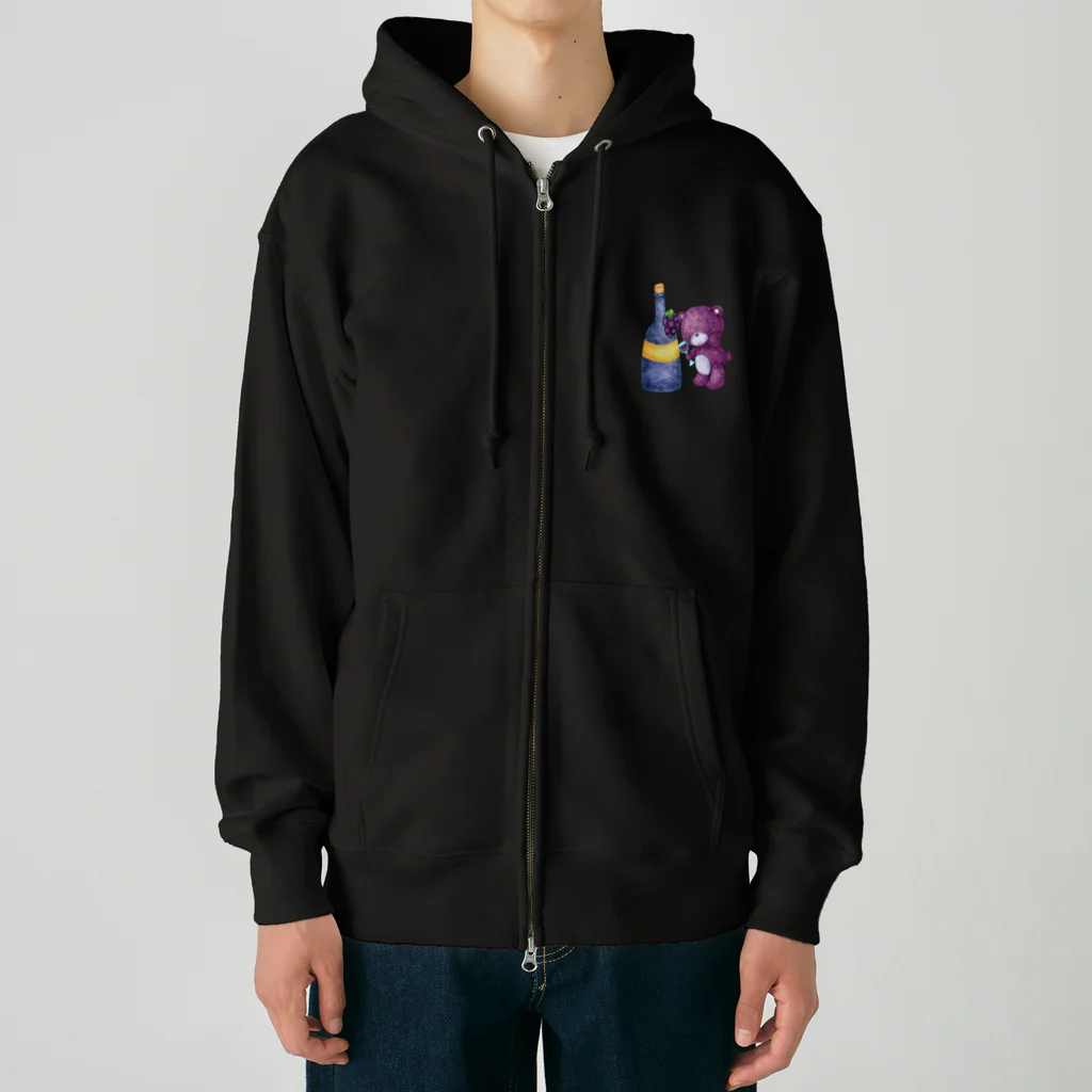 satoayaのアニマルカフェのドリンクマ　ワイン Heavyweight Zip Hoodie