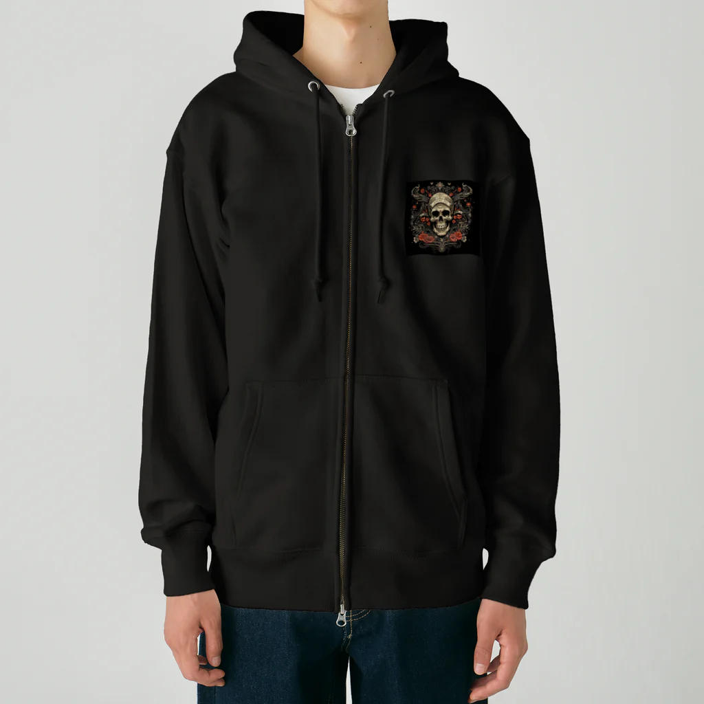 にゃーものお店のロックバンド風ドクロ Heavyweight Zip Hoodie