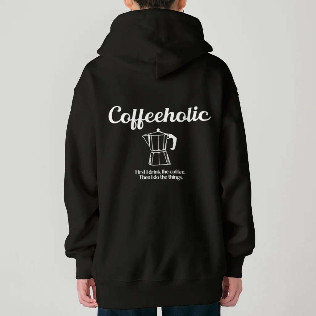 かえる商店のCOFFEEHOLIC white logo ヘビーウェイトジップパーカー