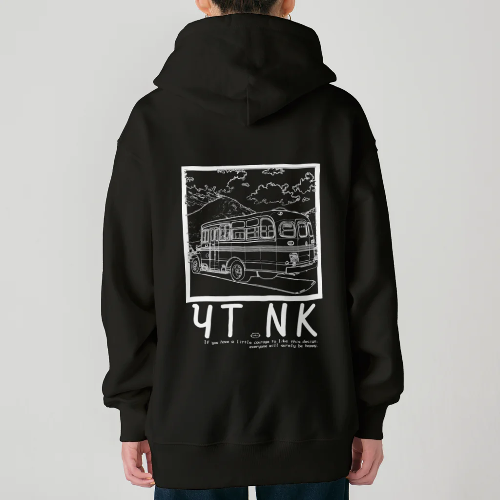 YUTANEKO公式ショップのゆたねこ　ボンネットバス　白抜き Heavyweight Zip Hoodie