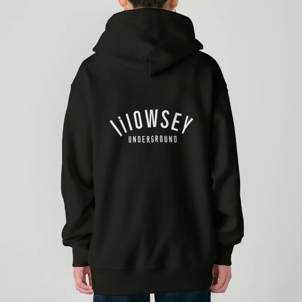 lilOWSEY UNDERGROUNDの"lilOWSEY" OG WHITE LOGO Heavyweight Zip Hoodie