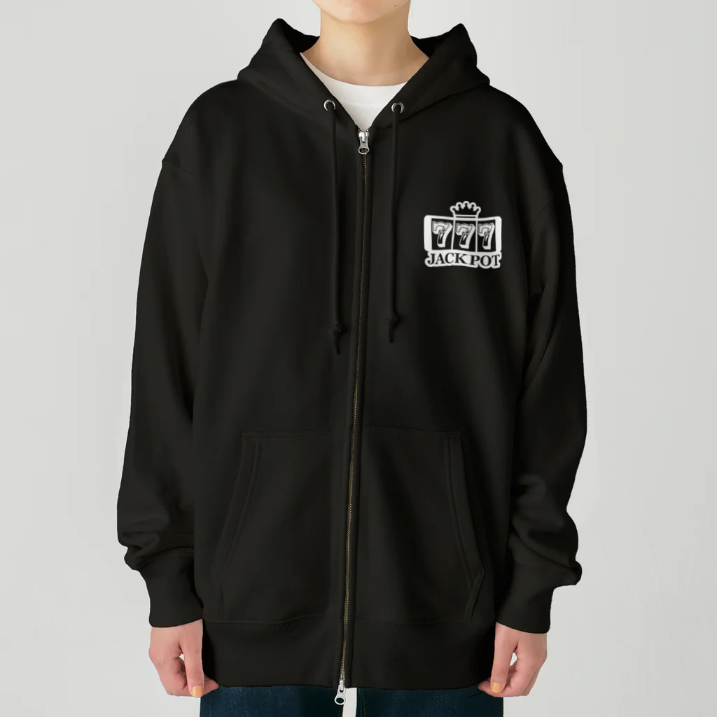 QUQU_WORKSのジャックポット スリーセヴン ホワイト Heavyweight Zip Hoodie