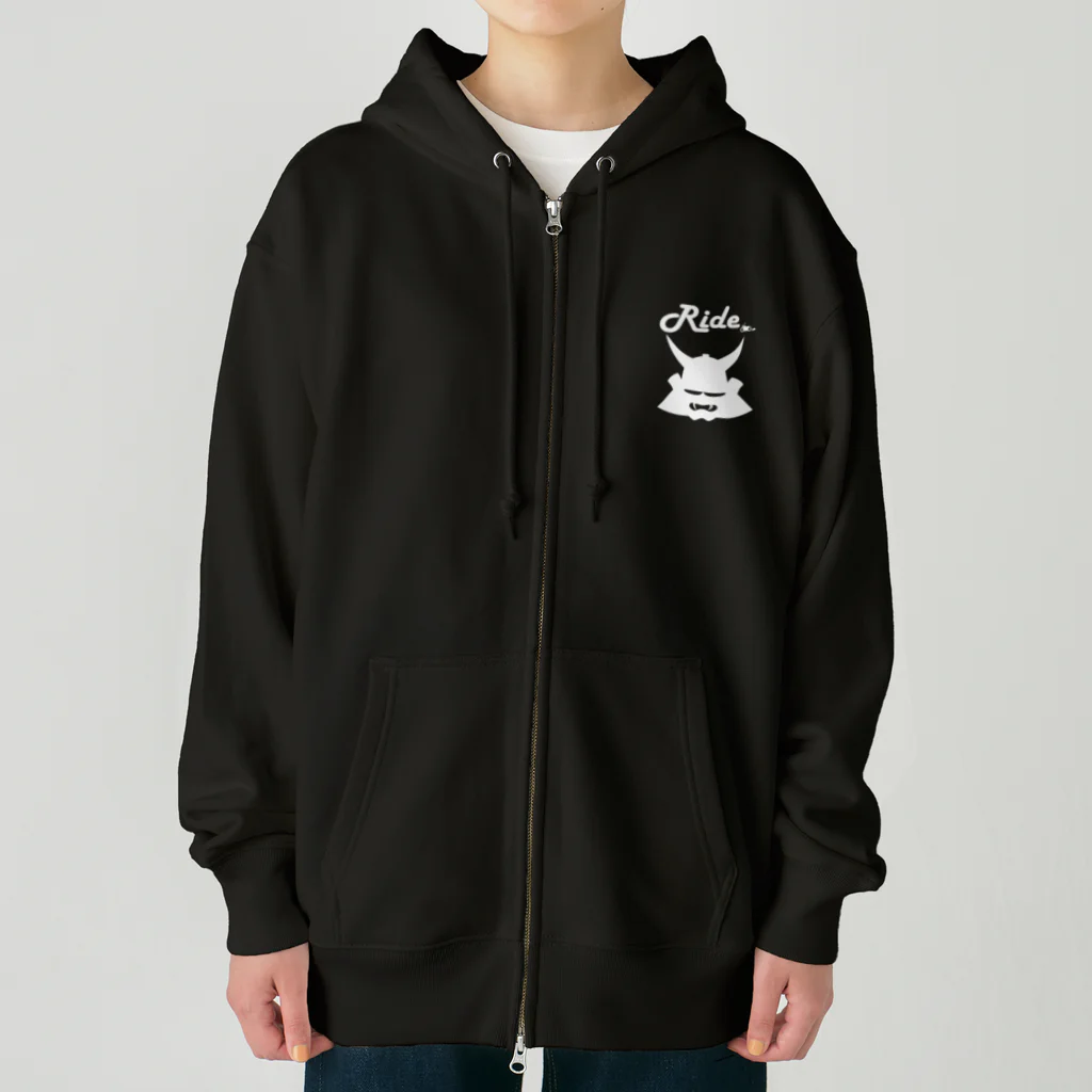 RAMUKiのRide兜（白） Heavyweight Zip Hoodie