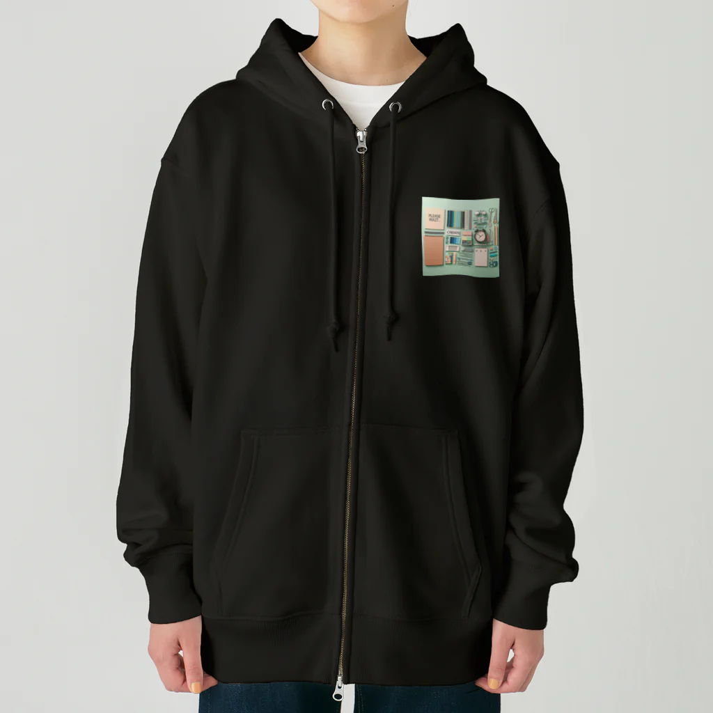 Lock-onの文房具大好き❤緑色01 Heavyweight Zip Hoodie