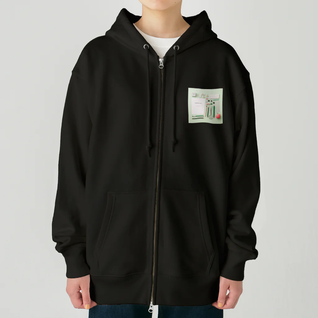 Lock-onの文房具大好き❤緑色02 Heavyweight Zip Hoodie