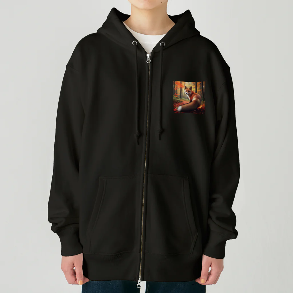 終わらない夢🌈の秋の森のキツネ🦊 Heavyweight Zip Hoodie