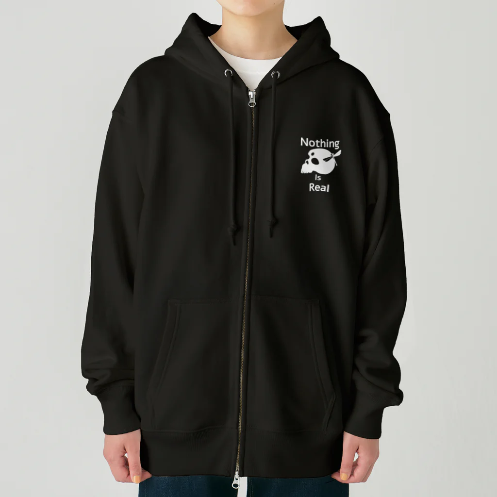 『NG （Niche・Gate）』ニッチゲート-- IN SUZURIのNothing Is Real.（白） Heavyweight Zip Hoodie