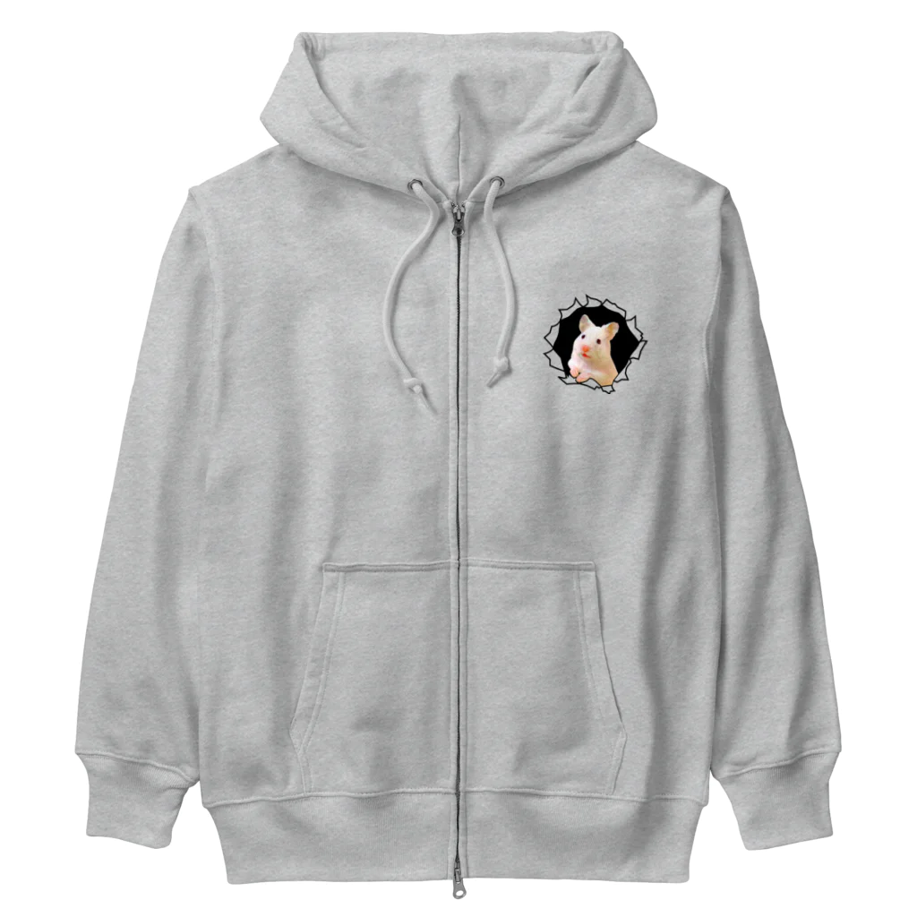 ハムスター愛好家 | Hamster Loverの突き出てくるハムちゃん Heavyweight Zip Hoodie