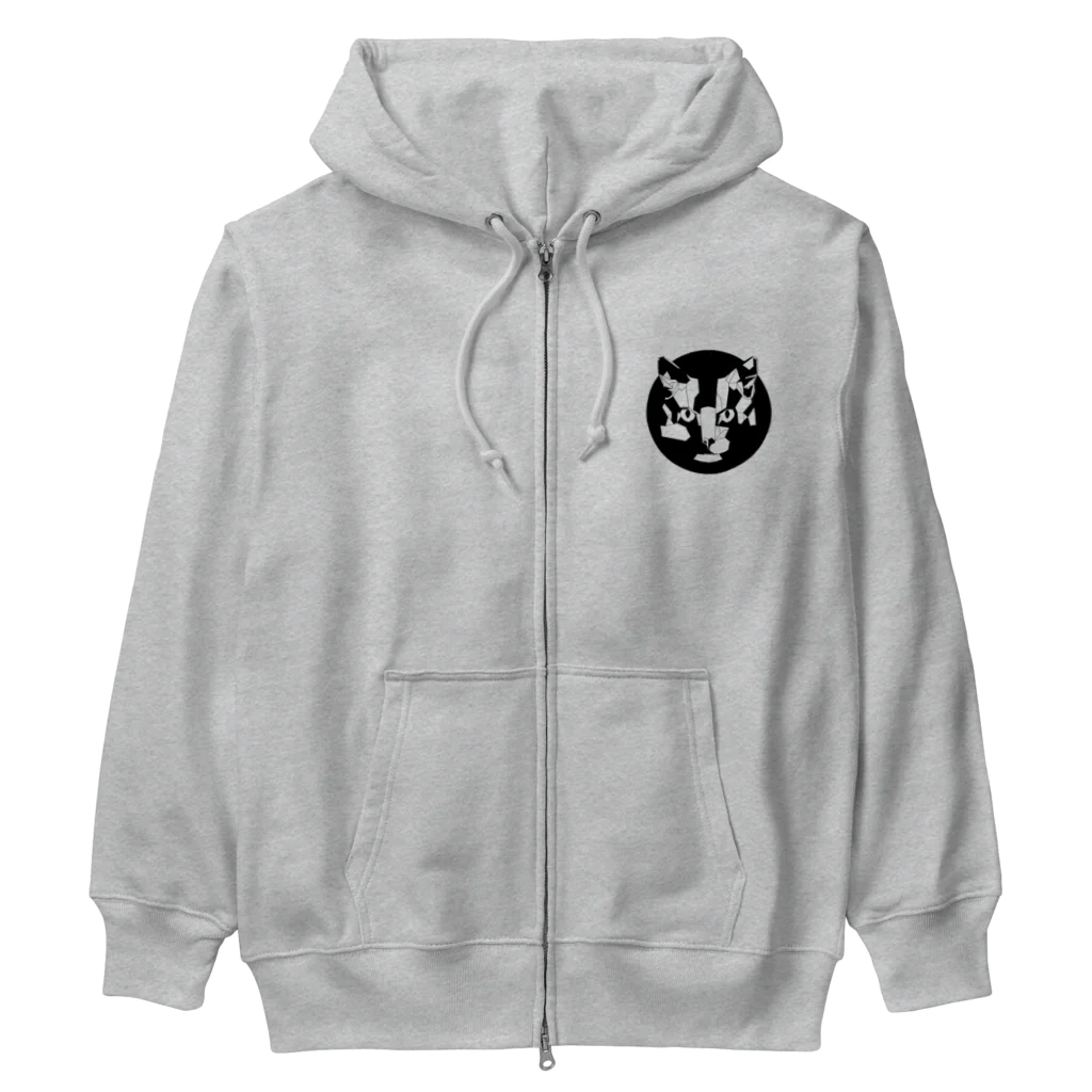 Fontaのジオメトリック猫 Heavyweight Zip Hoodie