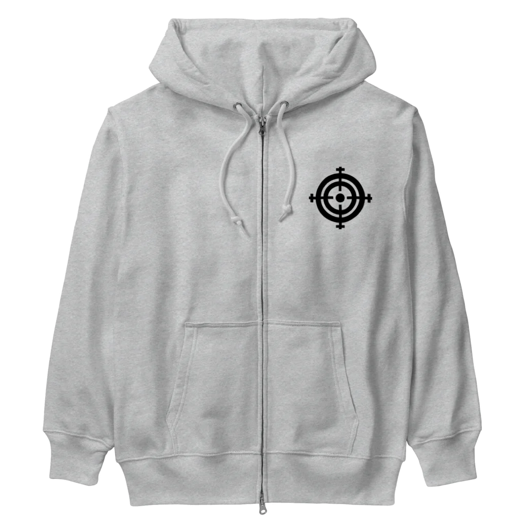 QUQU_WORKSのターゲットマーク ブラック Heavyweight Zip Hoodie