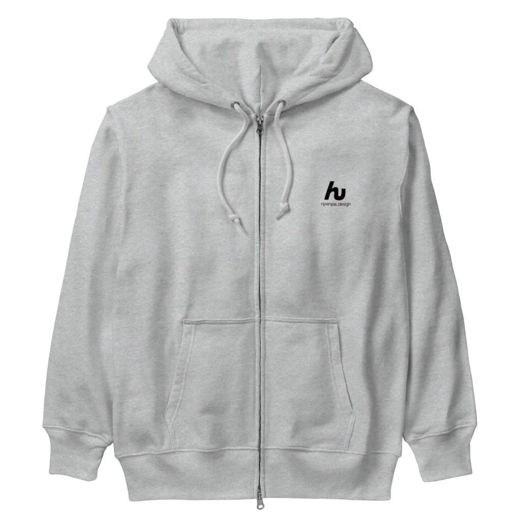 npanpaのんぱんぱ 「ん」ヘビーウェイトジップパーカー　(ロゴ黒2) Heavyweight Zip Hoodie