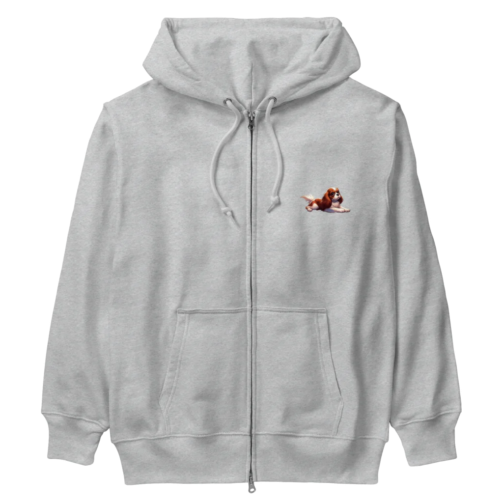 キャバリアMyラブのふせ！ブレンハイム Heavyweight Zip Hoodie