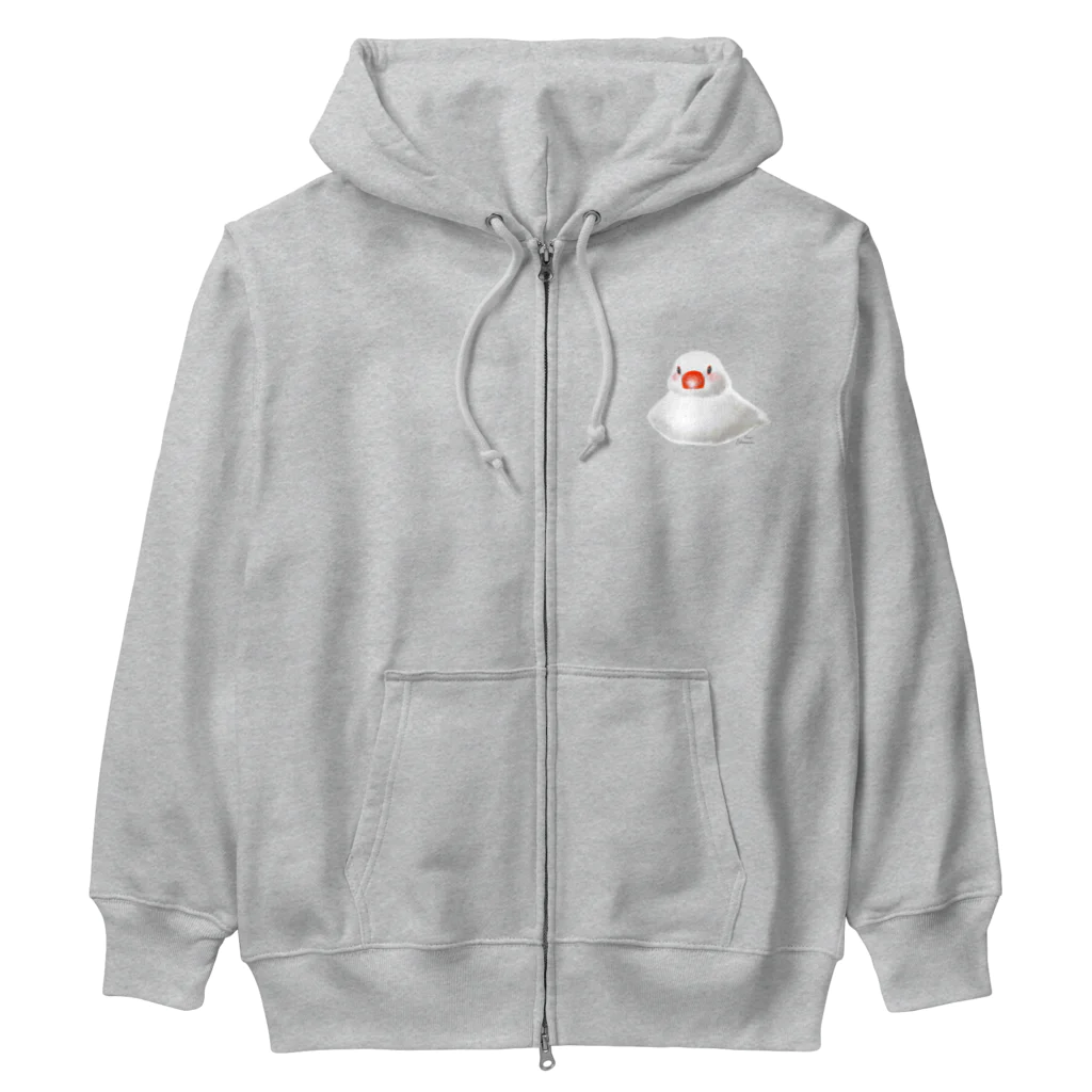 石丸沙織のおすわりポチャ白文鳥ちゃん Heavyweight Zip Hoodie