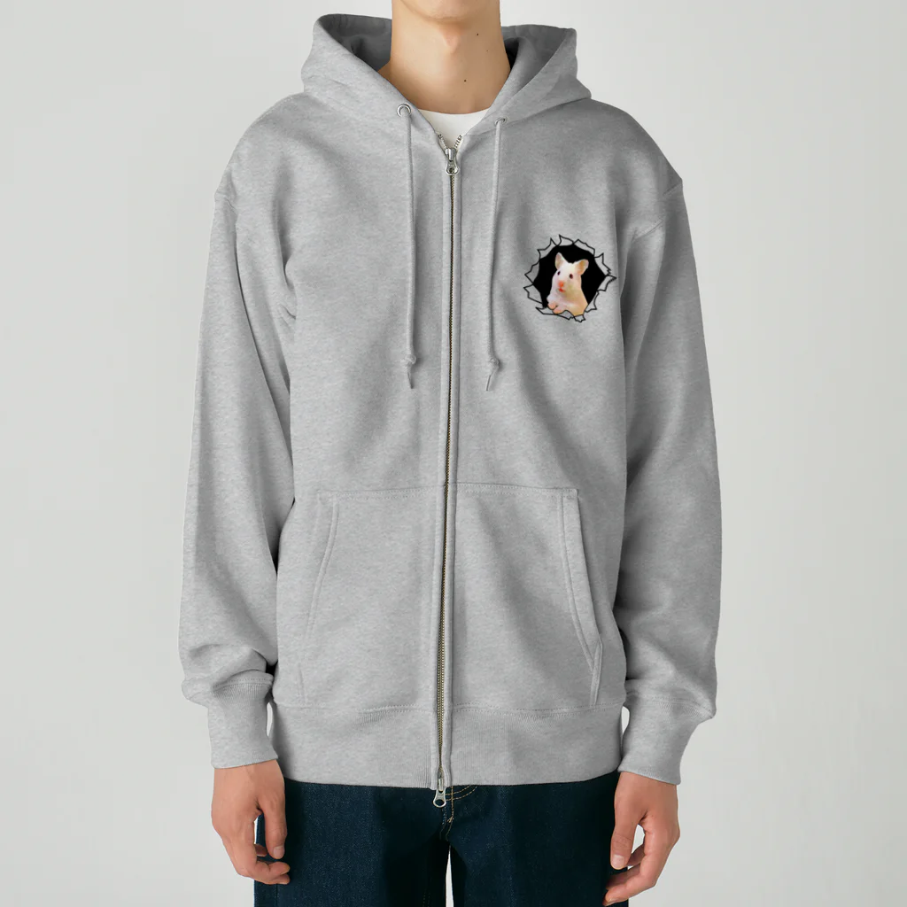 ハムスター愛好家 | Hamster Loverの突き出てくるハムちゃん Heavyweight Zip Hoodie