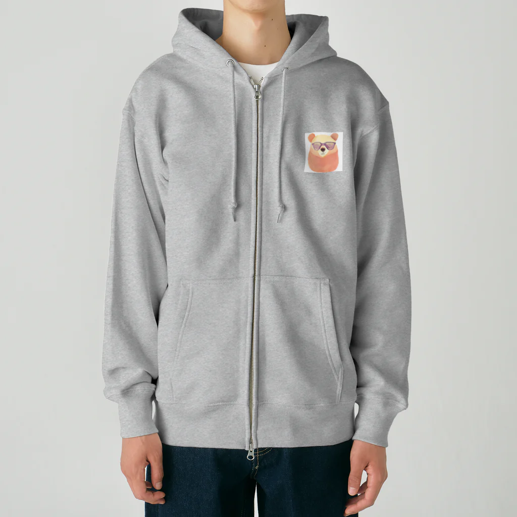 さとうさしみ。のメガネっクマ① Heavyweight Zip Hoodie