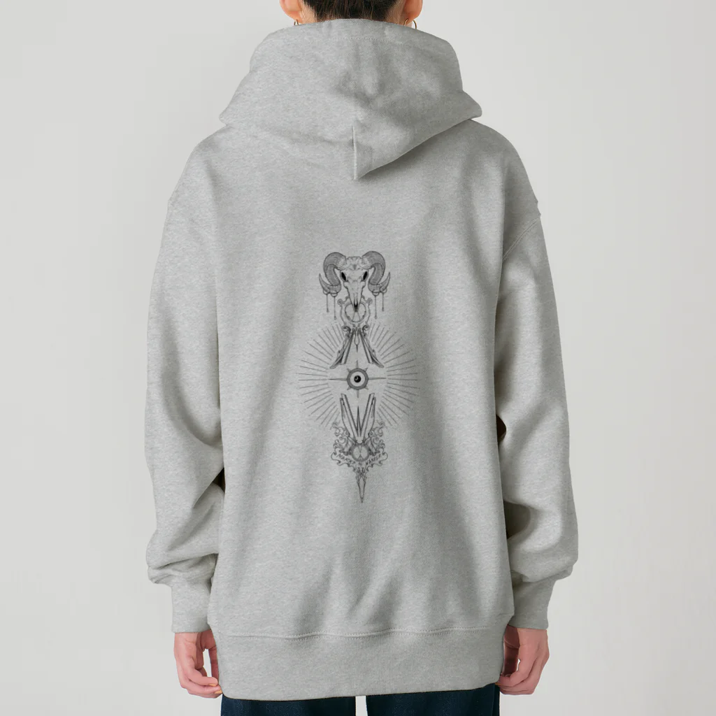 Marks_of_WanderのMarks of Wander (黒) Heavyweight Zip Hoodie