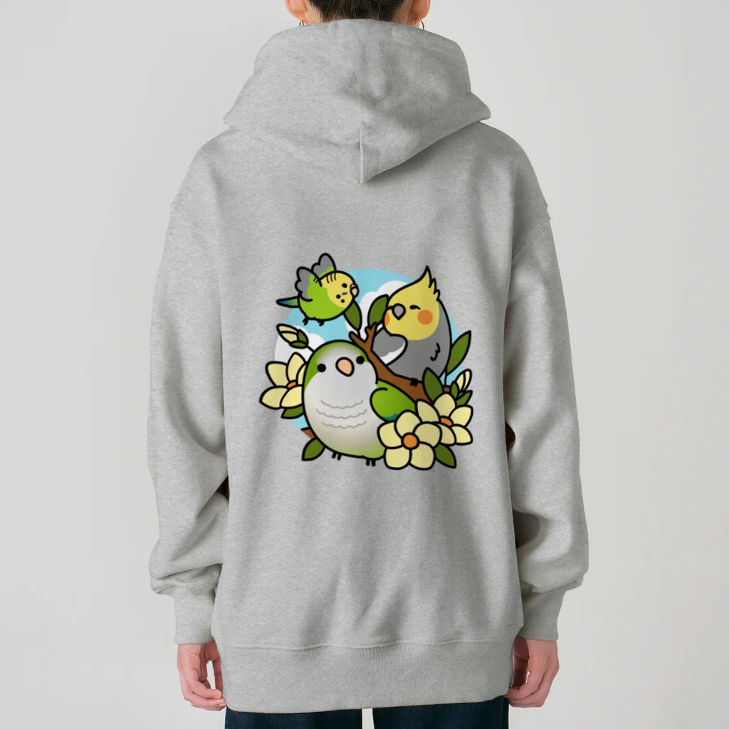 Cody the Lovebirdの（両面） 表：セキセイインコ　背面：仲良しインコ セキセイインコ オカメインコ オキナインコ Chubby Bird Heavyweight Zip Hoodie