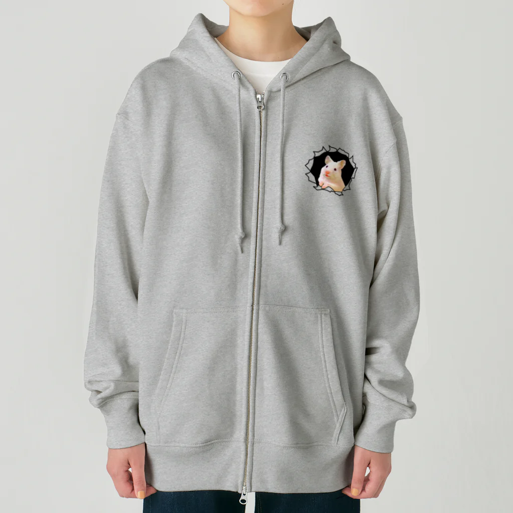 ハムスター愛好家 | Hamster Loverの突き出てくるハムちゃん Heavyweight Zip Hoodie