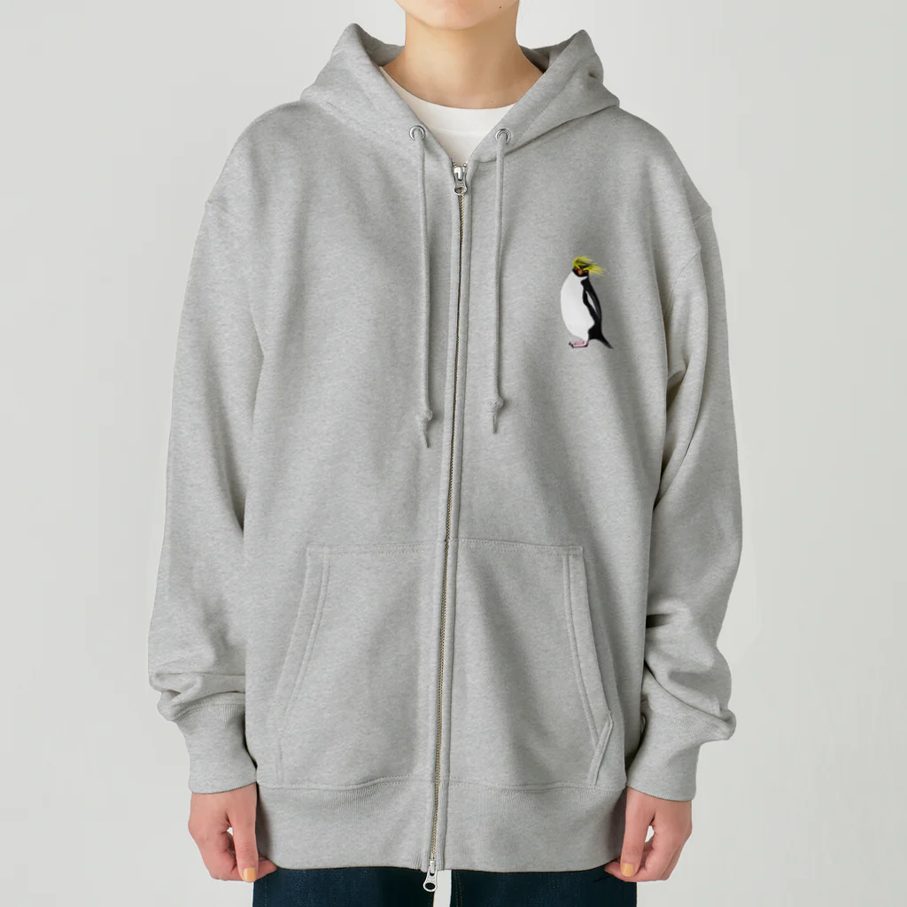 LalaHangeulの　風に吹かれるイワトビペンギンさん(文字無しバージョン Heavyweight Zip Hoodie