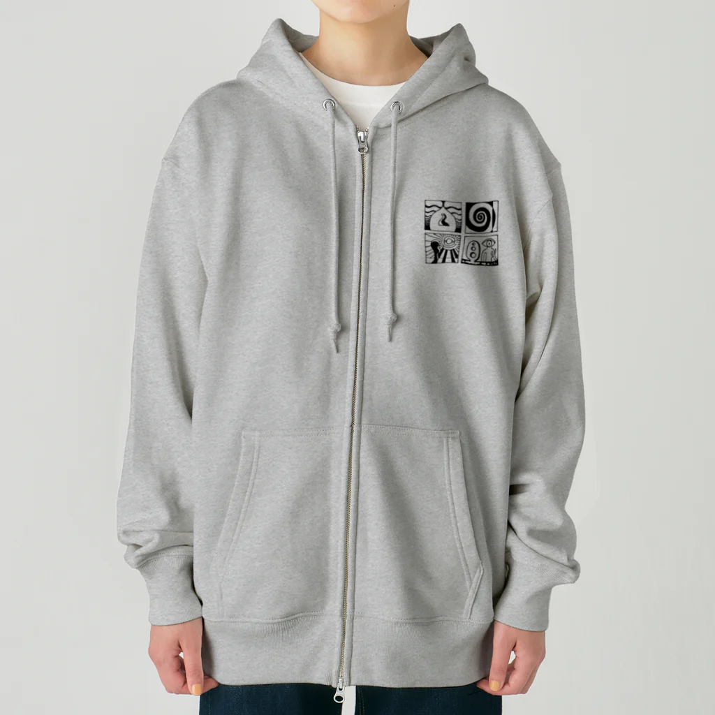 太陽の眼の太陽の眼 文字絵(黒/前面) Heavyweight Zip Hoodie