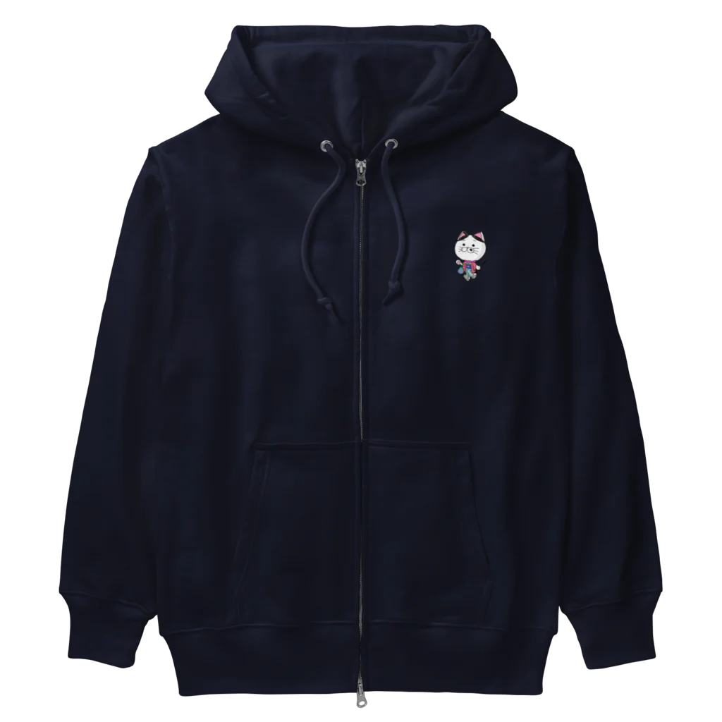 ブドウのお着物でお出かけニャンコ Heavyweight Zip Hoodie