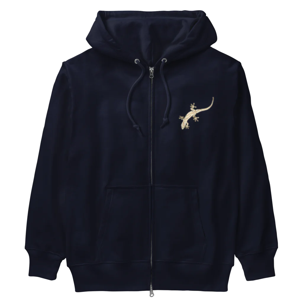 LalaHangeulのJapanese gecko(ニホンヤモリ)　英語デザイン Heavyweight Zip Hoodie