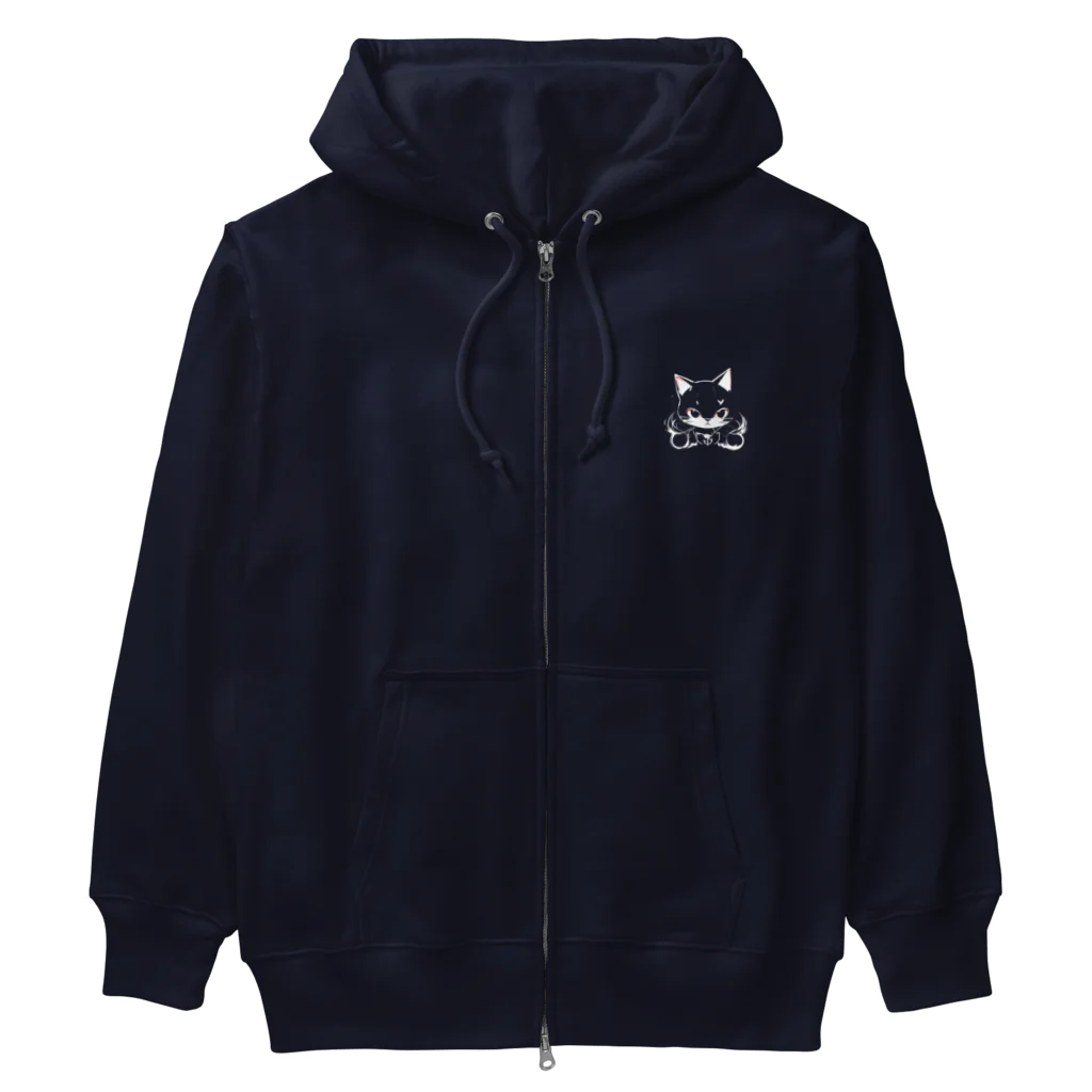 WshopTYの後ろの色に塗られるねこさん Heavyweight Zip Hoodie