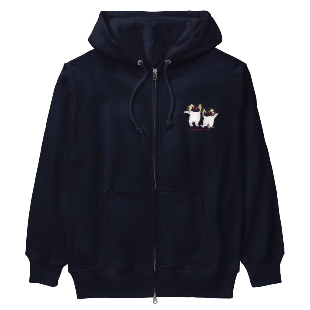 ヤママユ(ヤママユ・ペンギイナ)のふたごのイワトビペンギン(キタ) Heavyweight Zip Hoodie
