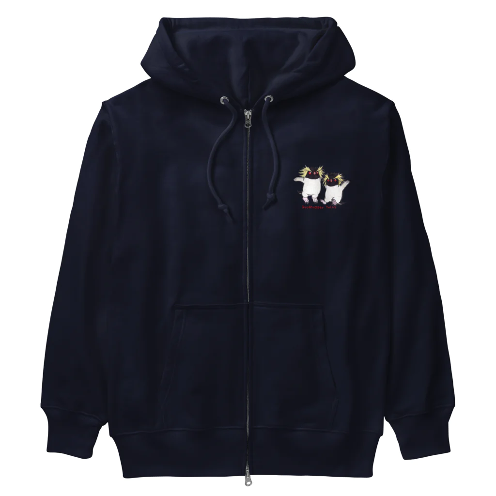 ヤママユ(ヤママユ・ペンギイナ)のふたごのイワトビペンギン(キタ) Heavyweight Zip Hoodie