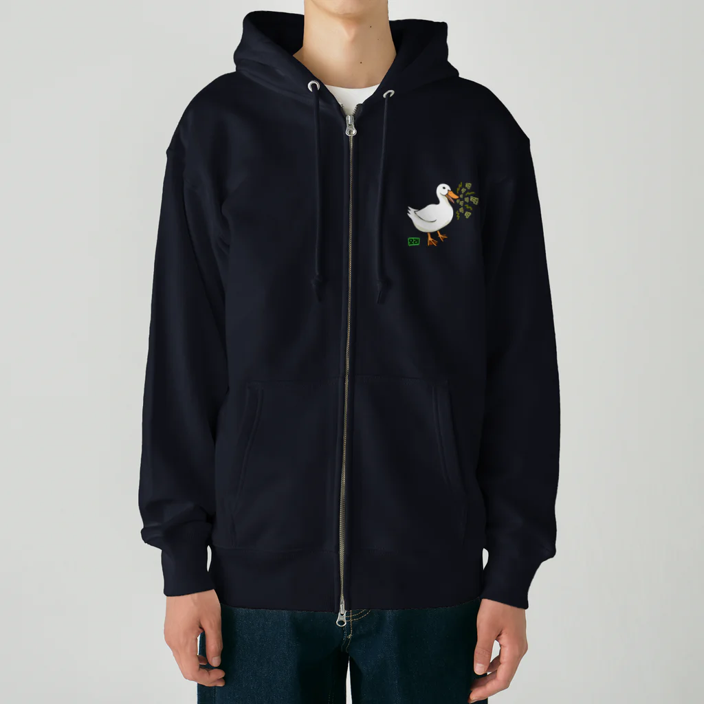 LalaHangeulの오리 (アヒル)韓国語オノマトペ Heavyweight Zip Hoodie