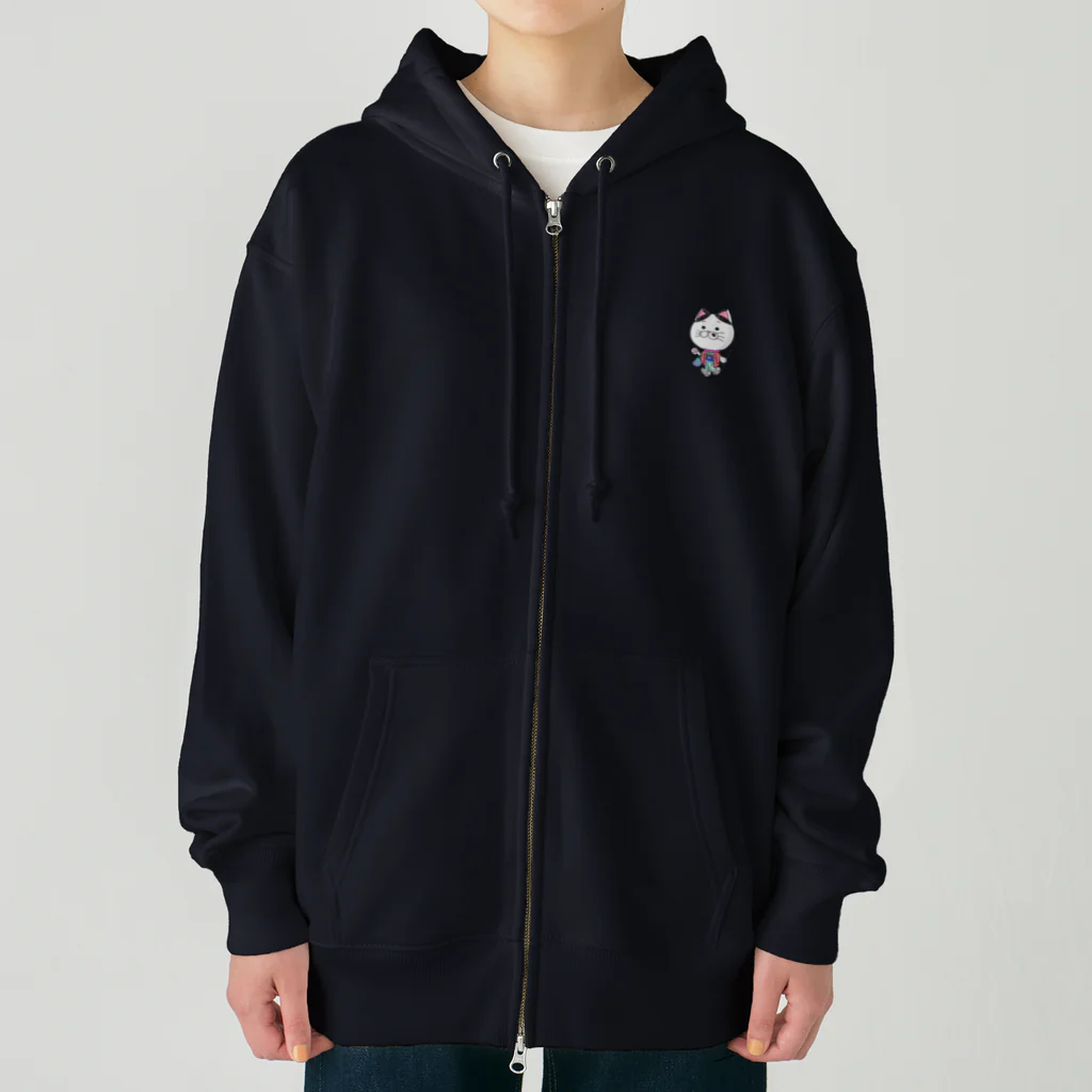 ブドウのお着物でお出かけニャンコ Heavyweight Zip Hoodie