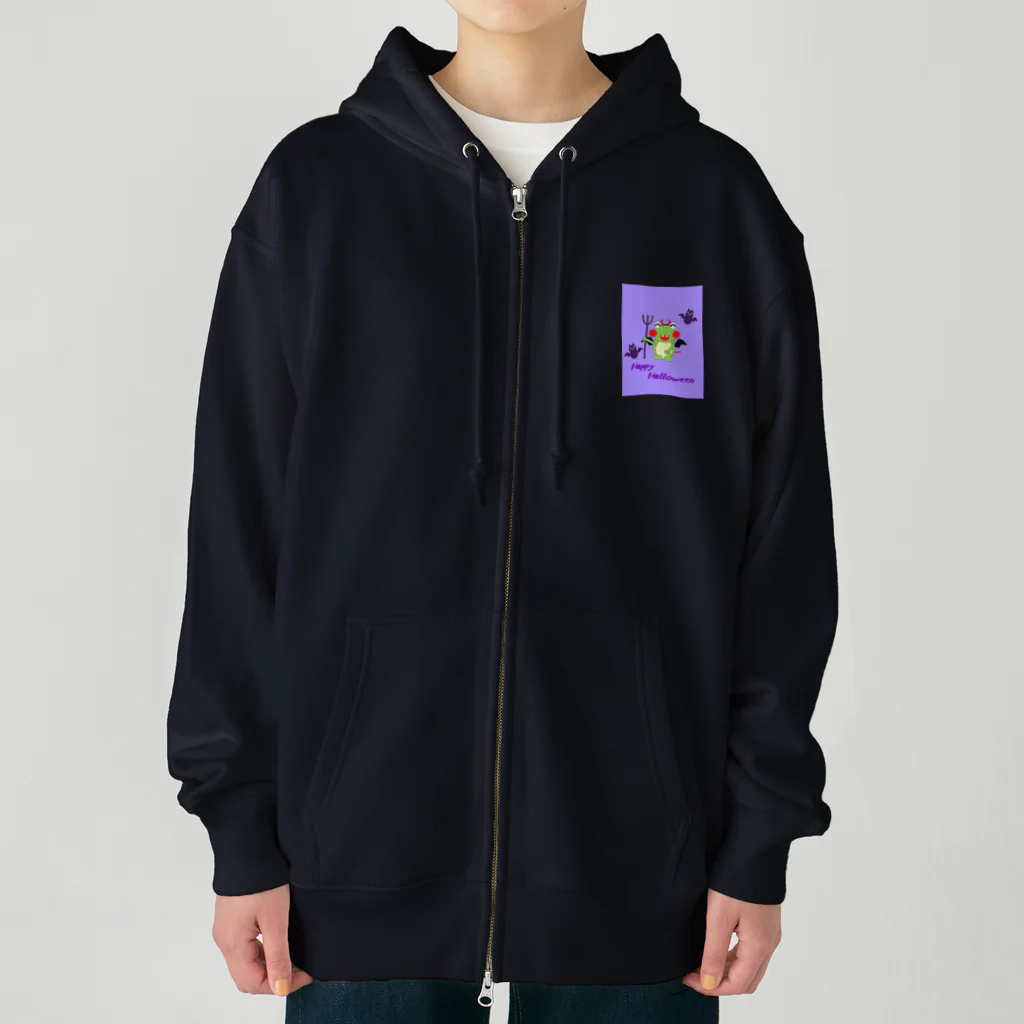 🐸かえるさんと仲間たち🐸のハロウィン　コウモリママ Heavyweight Zip Hoodie