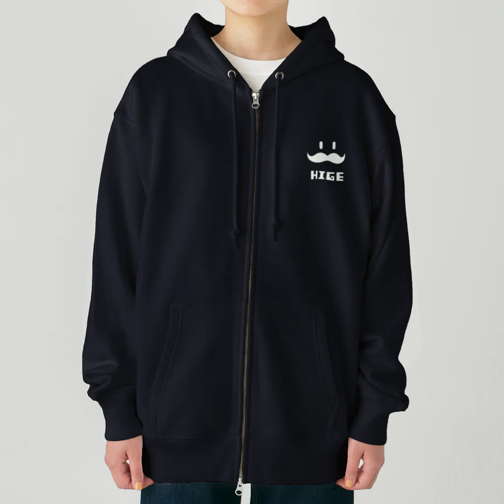 トシゾーのSUZURIのとこのヒゲHIGE（白抜き） Heavyweight Zip Hoodie