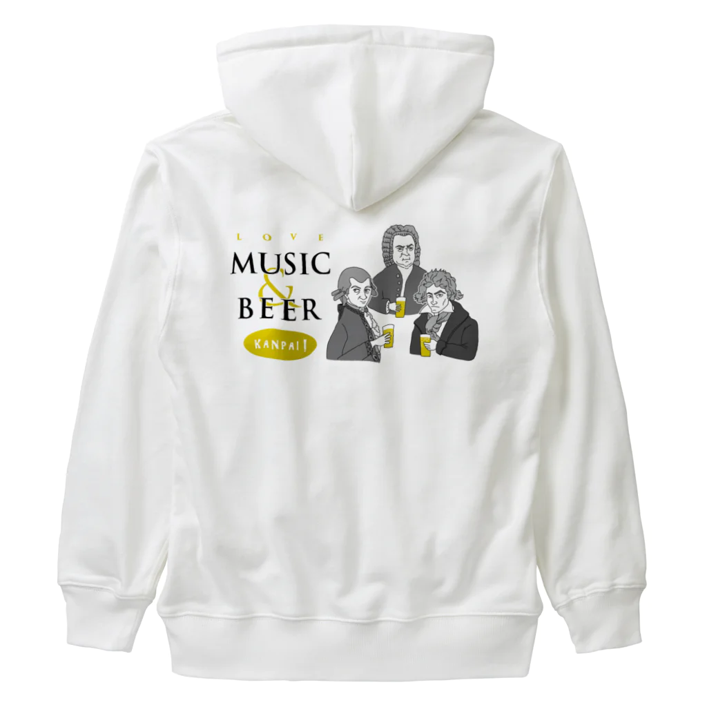 ビールとアート TM-3 Designの偉人 × BEER（三人の音楽家・音楽とビールを愛す） Heavyweight Zip Hoodie