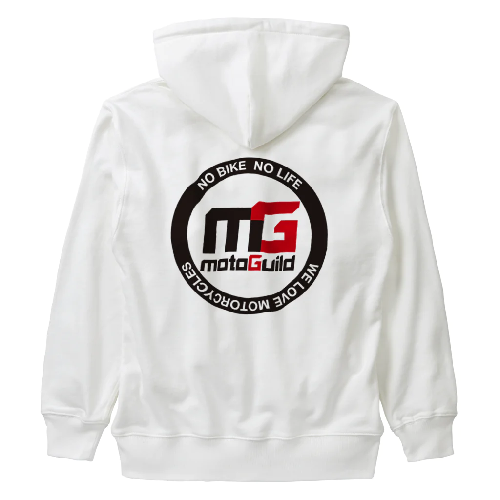 モトギルドのMGジップパーカー：ロゴ（ホワイト） Heavyweight Zip Hoodie