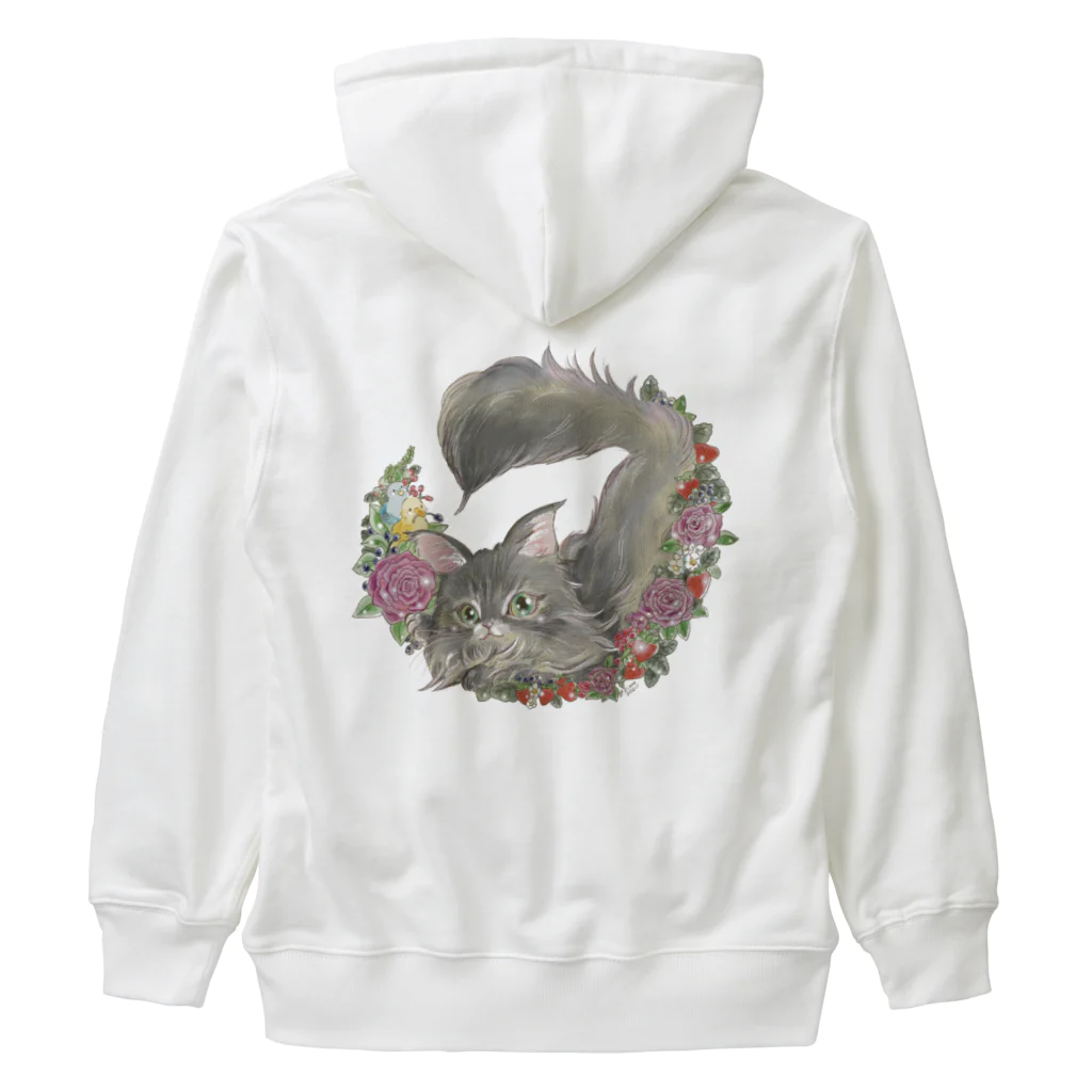 猫のきぬくんのお店のお花のリースとにゃんこ Heavyweight Zip Hoodie