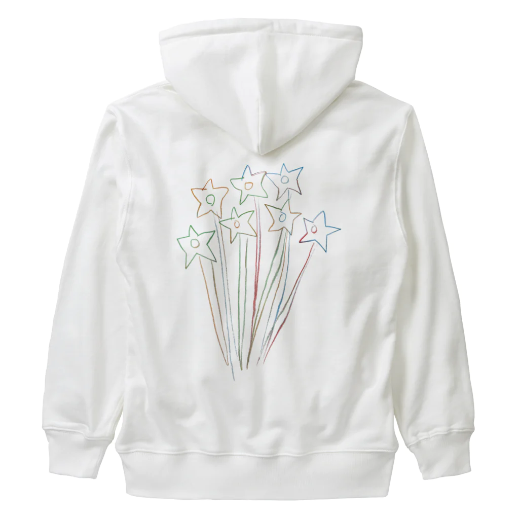 こどもと私の絵や粘土の花瓶に入った星の花 Heavyweight Zip Hoodie