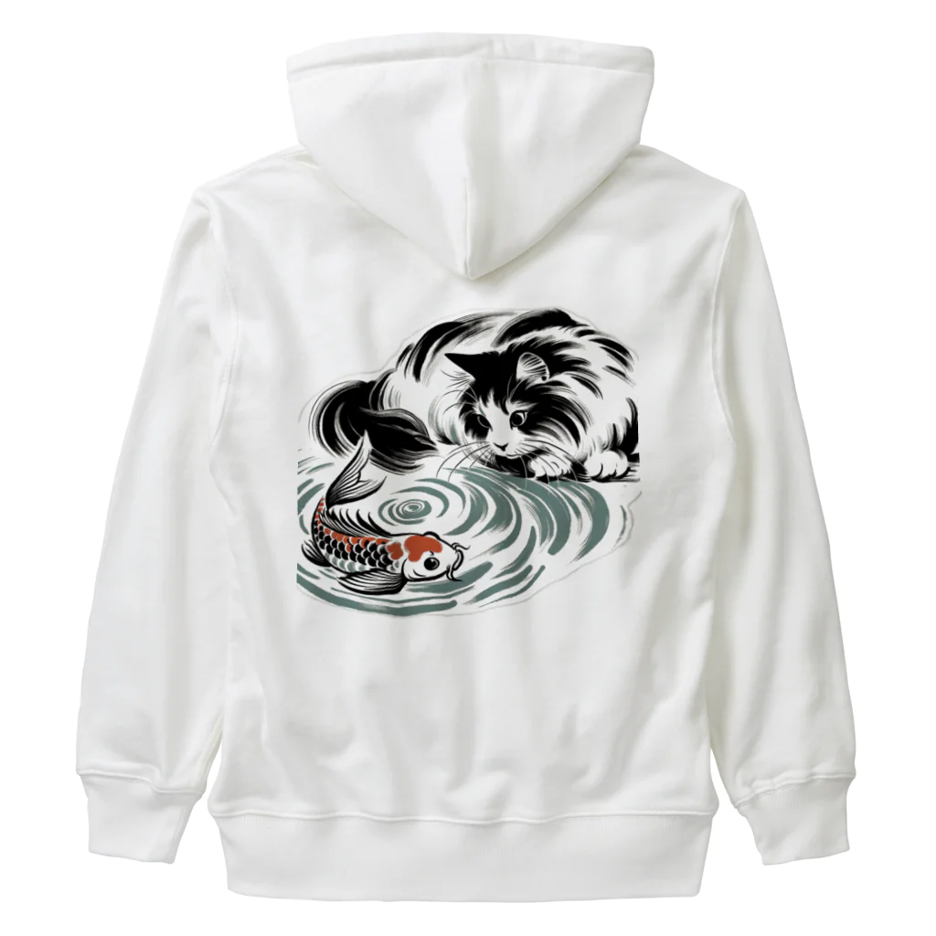 MakotOの猫と鯉（水墨画風） Heavyweight Zip Hoodie