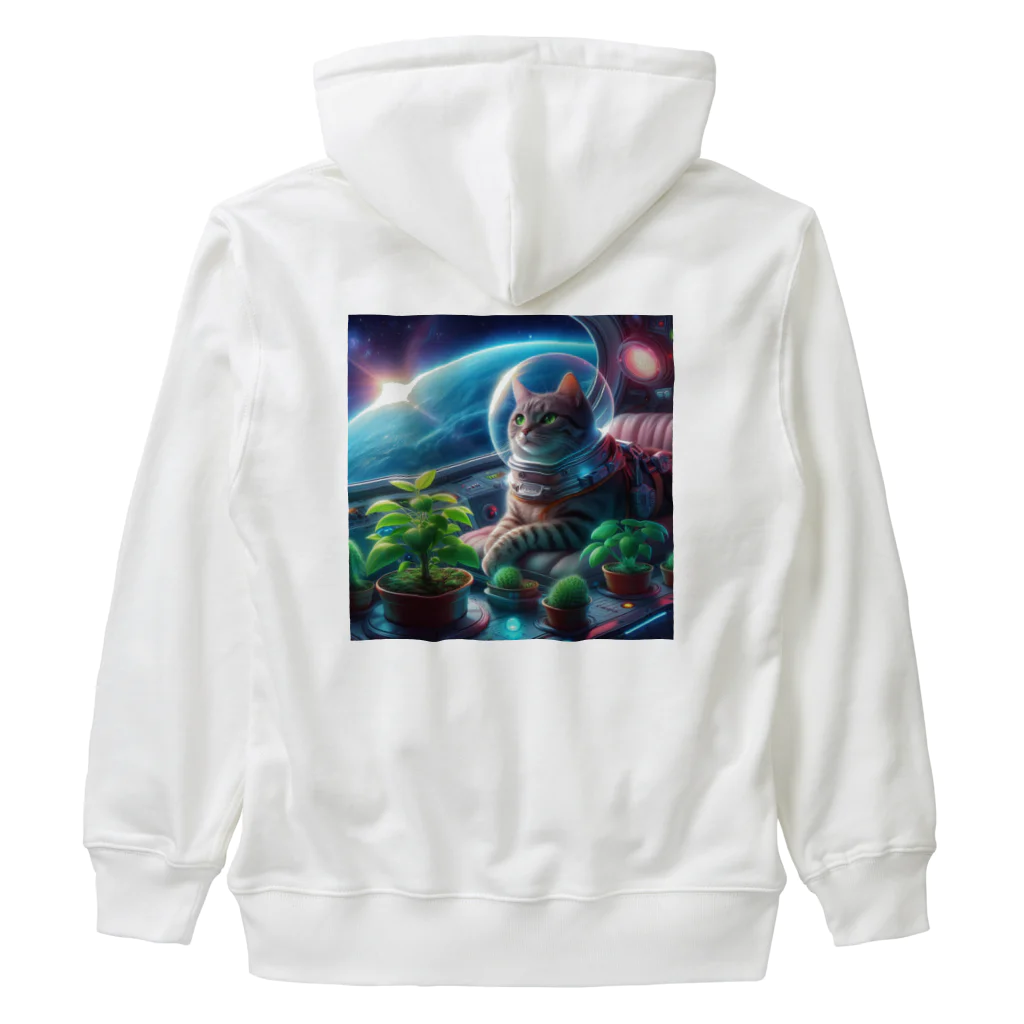 ニャーちゃんショップの宇宙船で植物を育てながら宇宙旅行している猫 Heavyweight Zip Hoodie