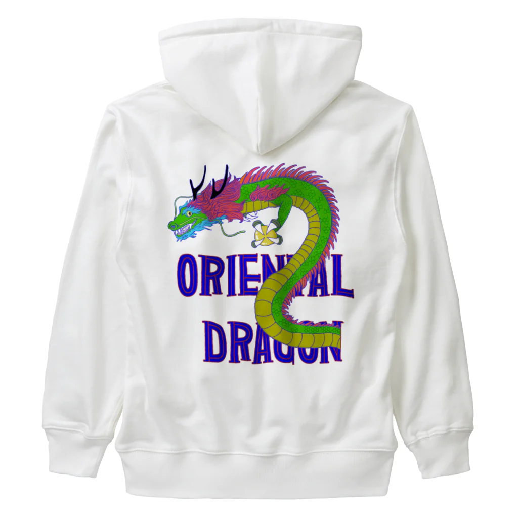 LalaHangeulのORIENTAL DRAGON（龍）英字 バックプリント Heavyweight Zip Hoodie