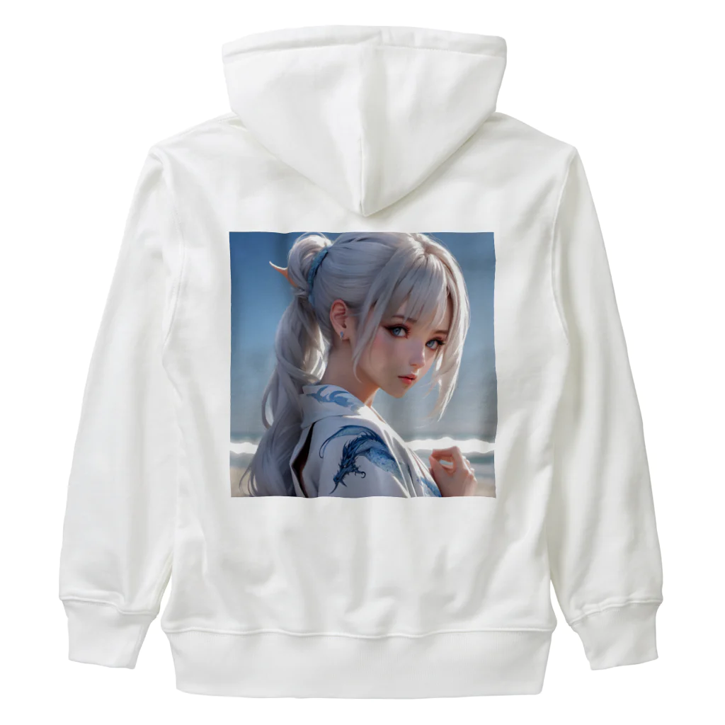 スカ次郎ショップの白髪和服美女シリーズ0001 Heavyweight Zip Hoodie