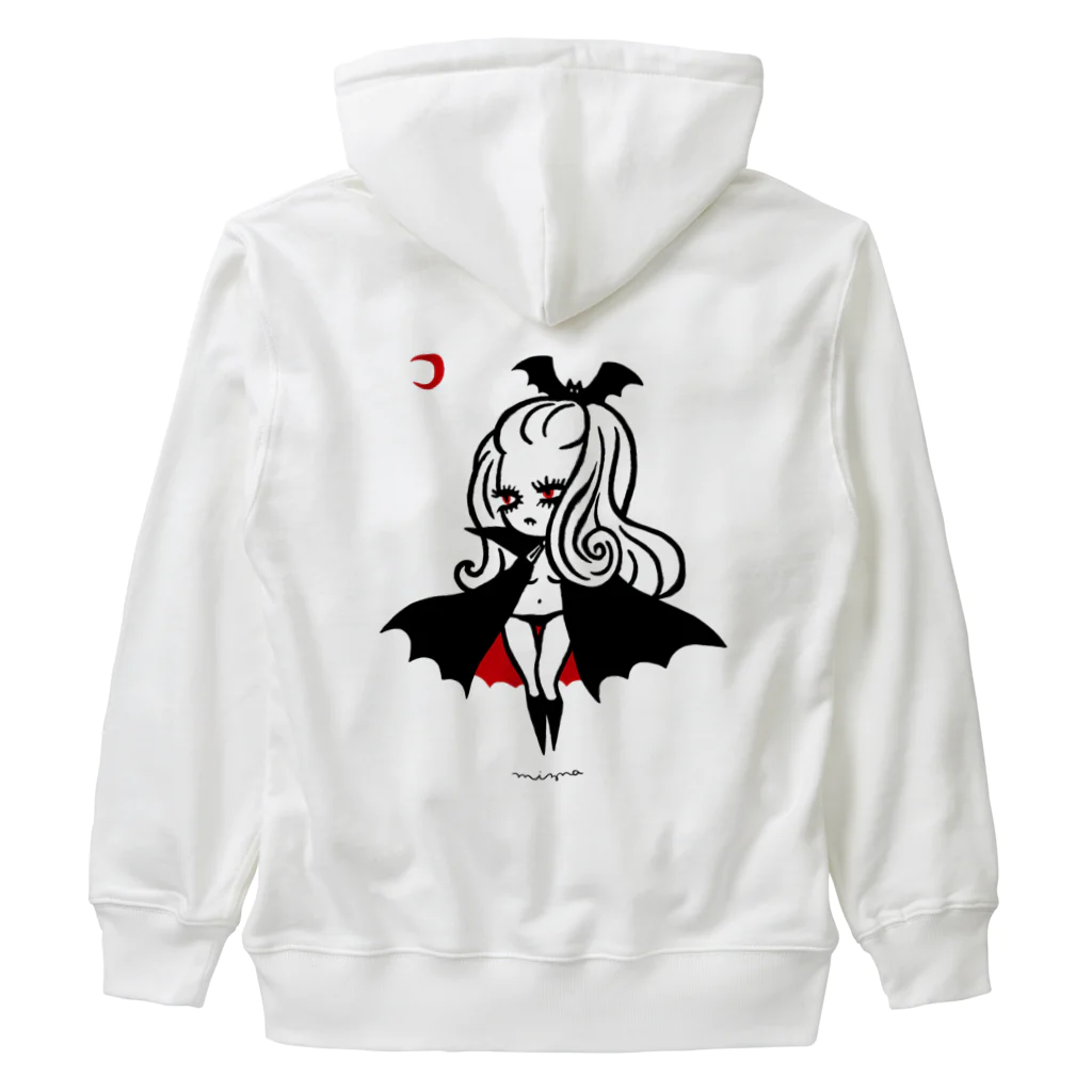 Mizna Wadaの月夜のヴァンパイアガール - ライトカラー向け Heavyweight Zip Hoodie